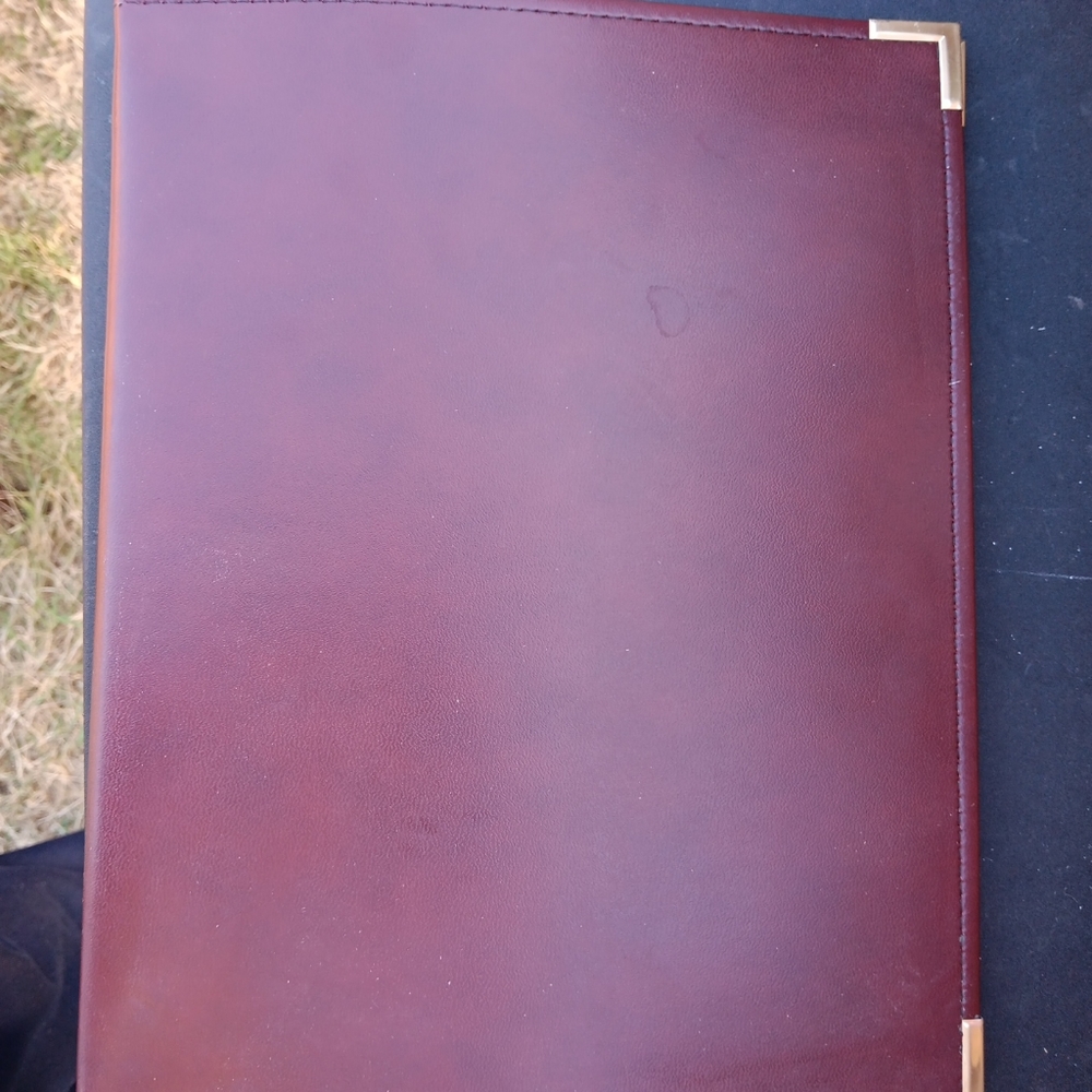 GORGEOUS NEW Hazel Burgundy Leather Bound 15" Portfolio Folder.